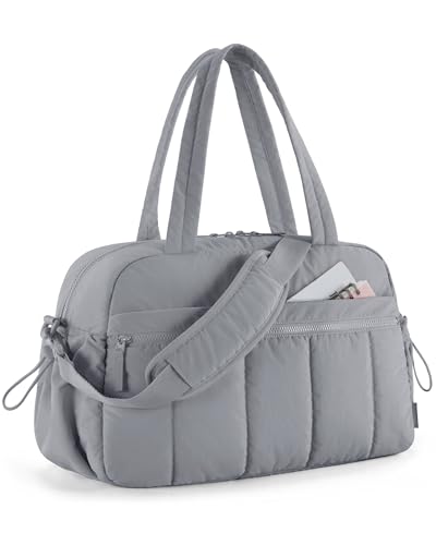 BAGSMART Gym Bag for Women, Duffle Bag for Travel with Wet Pocket, Lightweight Carry on Weekender Duffel, Water Resistant - color: Gray, size: Medium