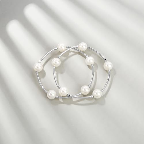 Elegance 11 designs 10mm Crystal White Pearl Blessing Bracelet - style: Style-silver 2pcs