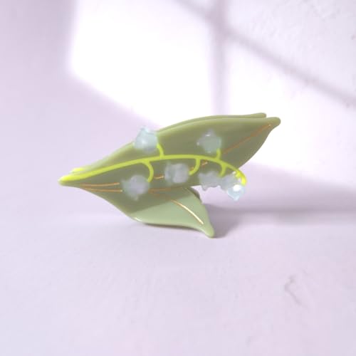 Lily of The Valley Claw Clips,Cellulose Acetate Hair Clips,Small Claw Clips for Girl,Hair Accessories - color: Green