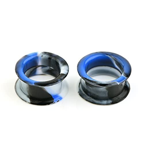 WBRWP 20/28pcs Ear Stretching kit Set: Hollow Hard/Soft Silicone Plugs and Tunnels Ear Expander Gauges Stretcher Body Piercing Jewelry - style: 28pcs Thick/Mixed Black&White&Blue