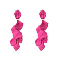 Long Acrylic Rose Petal Earrings Dangle Exaggerated Flower Earrings Drop Statement Floral Tassel Earrings for Women - color: Rose Red