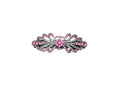Faship Pink Small Mini Black Gun Plated Floral Hair Barrette Clip - color: Pink / Black gun plated