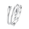 MUNDELL 925 Sterling Silver Simple Multi-layer Leaf Adjustable Ring Green Lucky Leaves Statement Ring for Women Promise Ring Fine Jewelry - color: Silver White