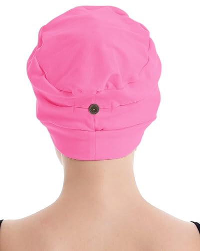 osvyo Cotton Chemo Turbans for Women Cancer Hairloss hat - Cotton Lightweight Headwear Sealed Packaging - color: Cotton Fuscia Pink