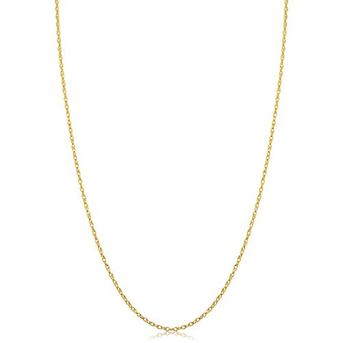 Kooljewelry Womens Classic Rope Chain - 10k Yellow Gold Barely-There Necklace, Thin Lightweight - size: 24 inch, style: 1 mm wide