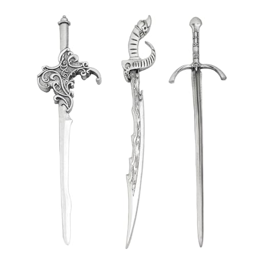 3Pcs Sword Hair Pins - Medieval Renaissance Gothic Hair Sticks for Women, Vintage Metal Hair Chopsticks for Bun Updo, Renaissance Accessories Medieval Accessories - color: design-4