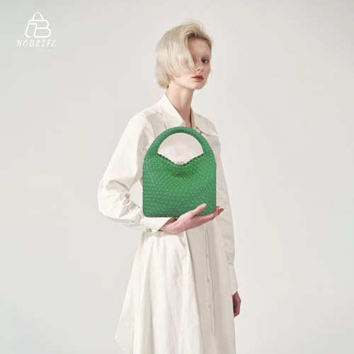 Woven Purses Bag for Women, Vegan Leather Handwoven Bags with Mini Handmade Purse - color: Forest Green