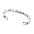 TONY & SANDY Inspirational Bracelets for Women Teen Girls Personalized Gifts for Daughter Granddaughter Mom Sister Friends Stainless Steel Engraved Cuff Birthday Easter Christmas - style: A - Friends Gifts- To the end you will be my friend