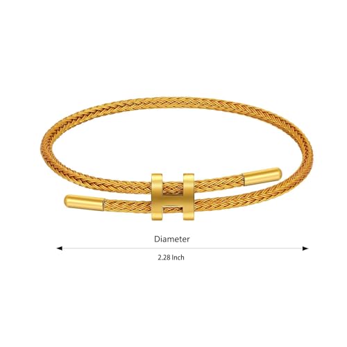 AIMADE Bracelets for Women Adjustable Charm Bracelet, 18k Gold-plated Buckle Design Titanium Steel Wire Rope Women's Gift Jewelry - color: 3pcs-gold