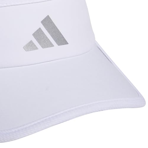 adidas Women's Superlite Visor – Lightweight Moisture-Wicking Running Tennis Hat - color: White/Silver Metallic/3