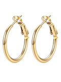 FOCALOOK 14K Gold Plated Lightweight Large Hoops| 2mm Thin Hoop Earrings for Women 30/40/50/70/100mm - color: 01.Gold, size: 20mm