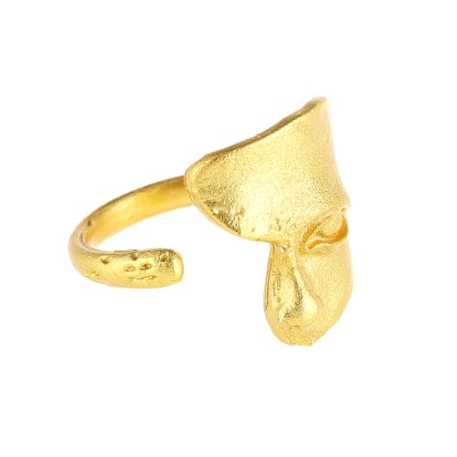Vintage Half Face Ring For Women Men Adjustable Art Personalized Open Wrap Knuckle Finger Band Rings Thumb Fashion Unique Jewelry Gift - color: Gold