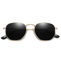 SOJOS Square Polarized Sunglasses for Women Men Small Hexagonal Polygon Shades SJ1072 - color: Black