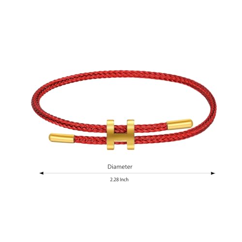 AIMADE Bracelets for Women Adjustable Charm Bracelet, 18k Gold-plated Buckle Design Titanium Steel Wire Rope Women's Gift Jewelry - color: Red-Red