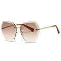 AEVOGUE Sunglasses For Women Oversized Rimless Diamond Cutting Lens Sun Glasses AE0534 - color: Gold&brown