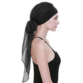 Chemo Headwear Turbans for Women Long Hair Head Scarf Headwraps Cancer Hats - color: Both Black