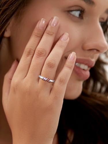 Custom4U Personalized Mothers Ring with 1-5 Birthstones Names Engraved 925 Sterling Silver/14K White Gold Plated Birthstone Rings for Women Promise Ring Birthday Jewelry Gifts for Mom Grandmother Wife - color: 3 Birthstones Ring (Custom)