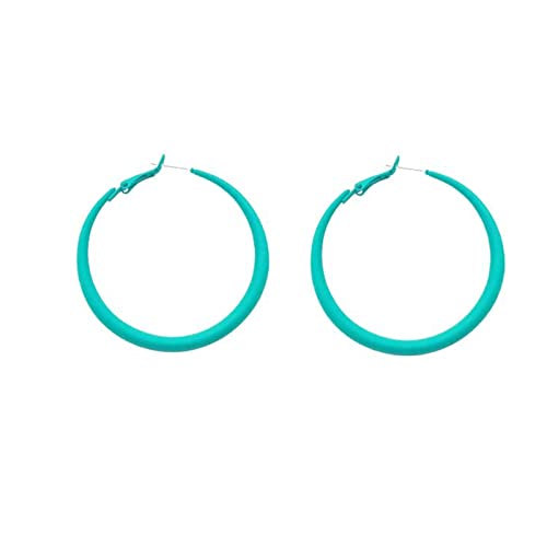 Colorful Matte Hoop Earrings 80s Hoop Earring Retro Earrings Neon Earrings Bright Fluorescence Round Hoop Earings for Women - color: lake green