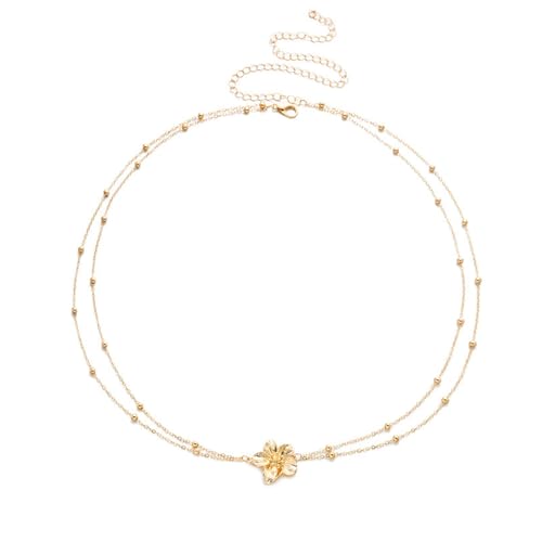 Flower Body Chain for Women Gold-Plated Metal Waist Chain Body Belly Belt Jewelry Layered Bead Metal Body Chain Summer Beach Accessories - color: Gold/A