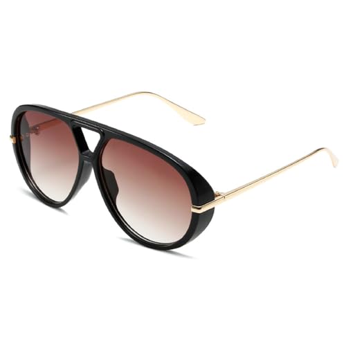 Trendy Oversized Pilot Sunglasses Women For Men Round Sun Glasses Vintage Big Frame Shield Shades Men Punk Sunglasses - color: C4