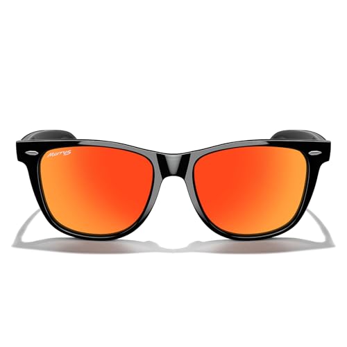 MERRY'S Classic Square Shape Polarized Sunglasses for Womens Mens Retro Designer UV400 Sun Glasses S6140 - color: Black Frame/Red Mirror Lens