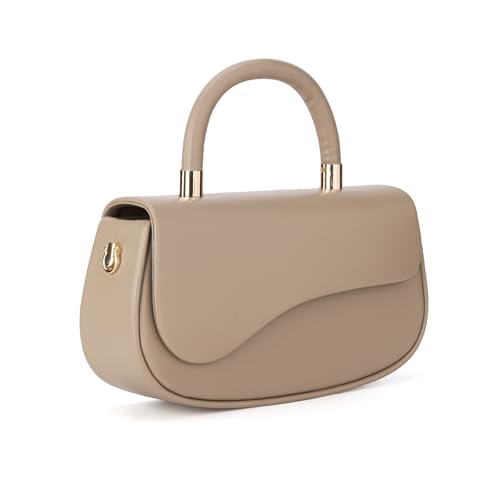 Milan Chiva Small Top Handle Purse for Women Elegant Crossbody Bag with Adjustable Strap for Evening Party & Daily Use - color: Camel