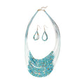 Bohemian Colorful Beaded Earrings Necklace Geometric Teardrop Dangle Earrings Multi-layered Stackable Choker Necklaces Boho Seed Bead Chain Statement Beach Party Accessories - color: Blue