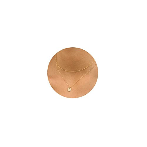 CHESKY 14k Gold Plated/Silver Plated Dainty Necklace for Women, Trendy Satellite Choker Necklace Thin Beaded Layered Choker Necklaces Discs Paperclip Chain Necklaces Womens Simple Jewelry - style: Layered Satellite Coin-Gold