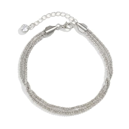 Dainty Gold Shell Pearl Charm Ankle Bracelet for Women Trendy non-Tarnish Adjustable Anklet Summer Beach Fashion Jewelry Gift - color: Silver Layered