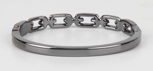 SPUNKYsoul Chain Link Buckle With Rhinestones Cuff Bracelet in Gold, Silver Rose Gold and Gun Metal for Women - style: Gun Metal Thin Link