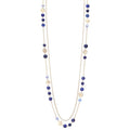 FULU AUTUMN Boho Gold Long Necklaces for Women Natural Stone Beaded Layered Long Necklace Mothers Day Gifts Dainty Flower Costume Jewelry for Women - color: Sapphire