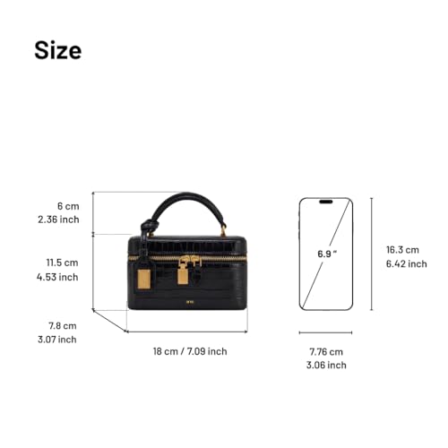 JW PEI Women's Cleo Box Shape Top Handle Bag - color: Black Croc