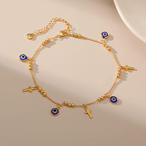 Yumikoo 18k Gold Plated Anklet Ankle Bracelets for Women - style: Evil Eye