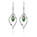 Rhodium Plate 925 Sterling Silver Hook Twist Leaf Holiday Hypoallergenic Dangle Earrings for Women Gifts Engagement Wedding with Austrian Daiamond Cut Waterdrop Crystal Hight Polished Long :1.9 IN - color: Green (leaf style)