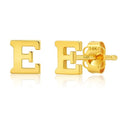 14k Gold Small Script Initial Letter Stud Earrings for Women | Anti Tarnishing 5mm 14k Gold Studs | A-Z Alphabet Earrings with Gift Box by MAX + STONE - style: E | Yellow Gold