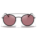 MERRY'S Retro Round Polarized Sunglasses - Unisex Double Bridge Sun Glasses - color: Matte Black Frame/Matte Black Bridge/Red Lens