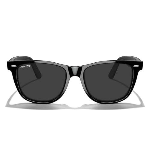 MERRY'S Classic Square Shape Polarized Sunglasses for Womens Mens Retro Designer UV400 Sun Glasses S6140 - color: Black Frame/Black Lens