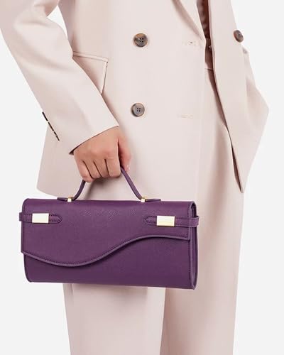NEWBELLA Handwoven Women's Clutch Purse, Crossbody Bag with Adjustable Strap for Evening & Casual Use - color: Purple