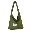Covelin Women's Retro Large Size Canvas Shoulder Bag Hobo Crossbody Handbag Casual Tote - color: Olive Drab
