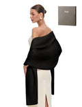 PULI Women's Pashmina Shawl Wraps for Evening Dress Large Scarf Blanket Long Wedding Bridal Winter Warm Shoulder Wrap - color: Gift Box Black