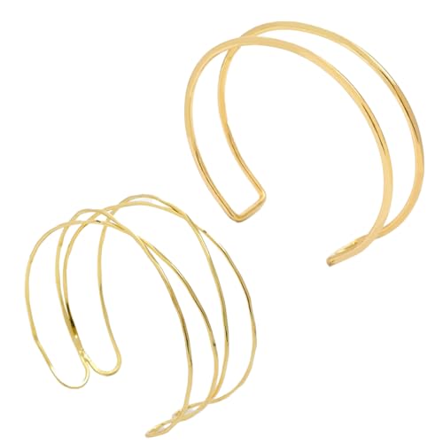2PCS Gold Arm Cuff Bracelets for Women Jewelry Upper Arm Open Adjustable - style: Style A