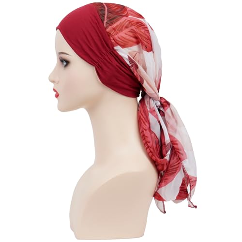 Headwear Turbans for Women - Lightweight Head Scarf for Women's Hair Chiffon Elegant Headwraps Hats - color: Red