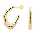 RENAIZ Bold Statement Hoop & Stud Earrings for Women – 14K Gold & Rhodium Plated Maximalist Jewelry, Chunky Geometric Boho Earrings, Hypoallergenic Non-Tarnish Trendy Gift - color: Yellow Gold, style: Wavy Irregular