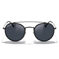 MERRY'S Retro Round Polarized Sunglasses - Unisex Double Bridge Sun Glasses - color: Matte Black Frame/Matte Black Bridge/Black Lens