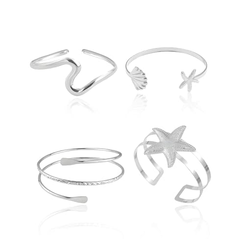 Frodete Arm Cuff Bracelet for Women Gold Upper Arm Jewelry Bangle Cuff Bracelets Starfish Shell Beach Jewelry Trendy Stuff Gifts - color: C4:arm cuff