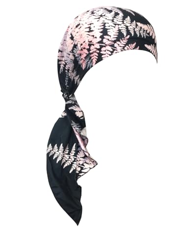 Chemo Headwear for Women Pre-Tied Head Scarf Headwraps Soft Turbans Cancer Hats Chemo Beanie Coverings Scarves - color: Black Flower2