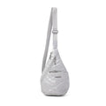 Baggallini Mini Sling - 12x7 Sling Crossbody Bag Backpack with Adjustable Shoulder Strap - color: Silver Metallic Quilt