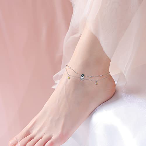 Anklets for Women S925 Sterling Silver Adjustable Beach Foot Ankle Bracelet Jewelry Gifts - style: Pineapple