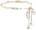 LIMHOO Women's Boho Braided Belt Adjustable Beaded Rope Waist Belts for Dresses - color: 519 White