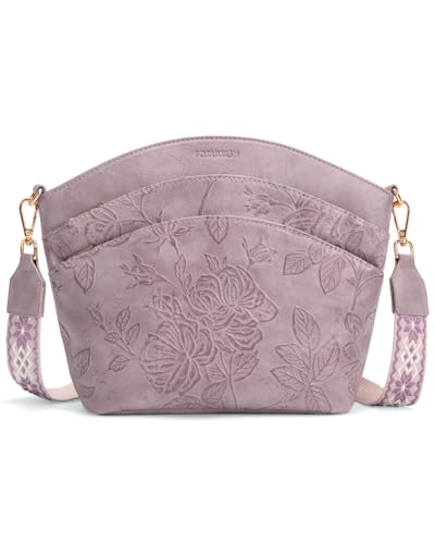 Crossbody Bags For Women, Vegan Leather Crossbody Purses with Boho Strap, Daily Travel Shoulder Handbag - color: Purple